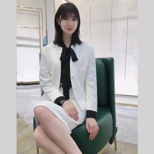 上衣JUBAICF23 white 双兜小香风九分袖 新款 601 collar小香风女装