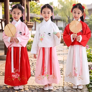 汉服女孩原创汉元素交领改良明制袄裙中国风古筝演出服儿童舞蹈服