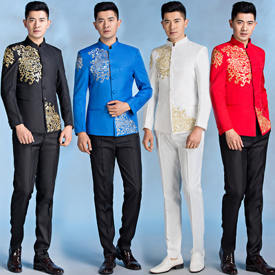 婚礼中式主持人服装成人中山装男