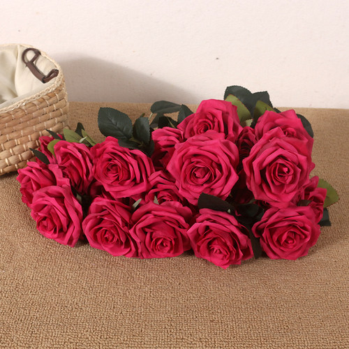 10头弗洛伊德玫红色玫瑰仿真花束
