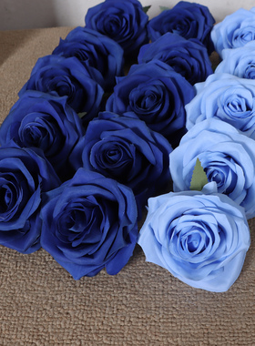 10朵克兰因蓝宝蓝仿真玫瑰花头