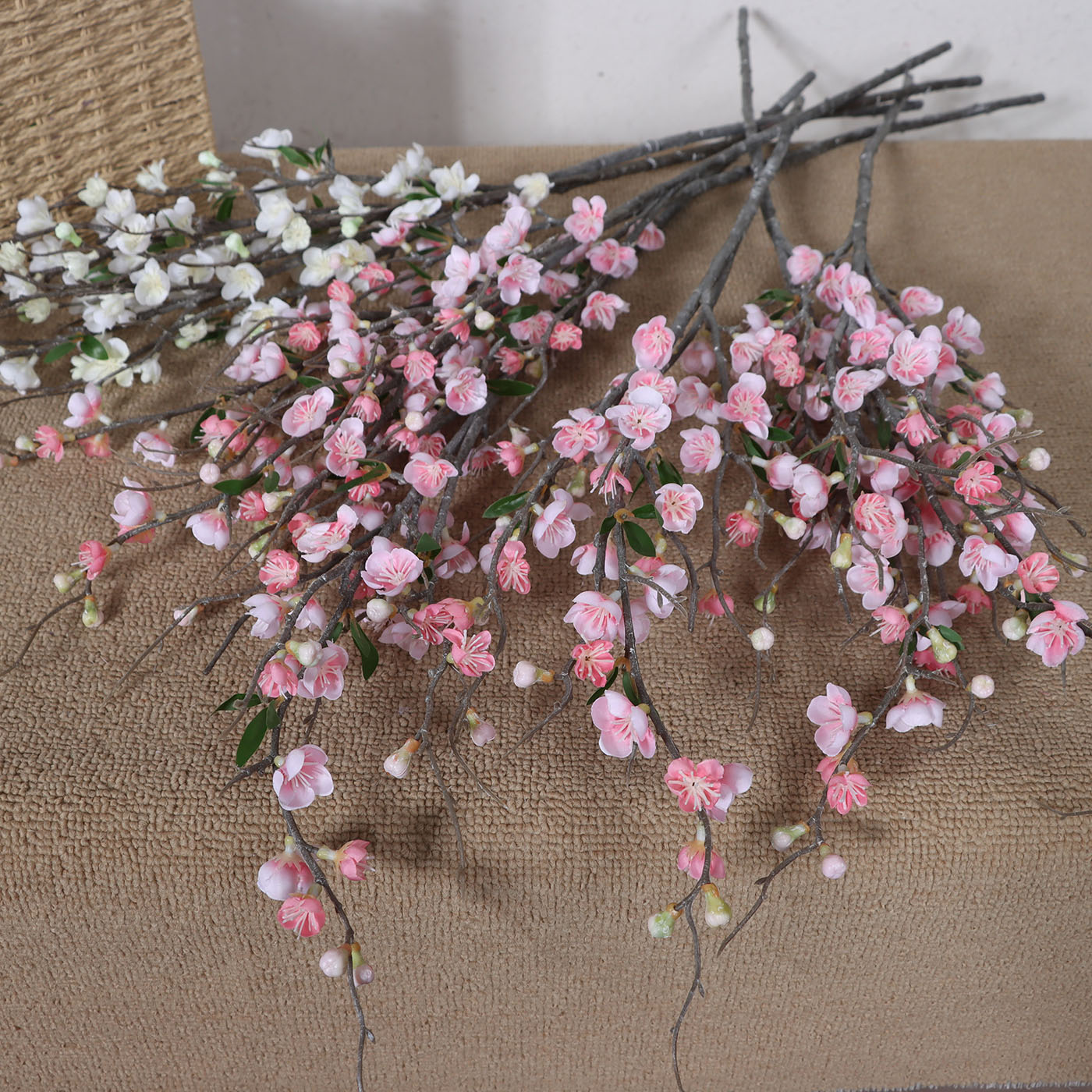 长枝小朵梅花枝仿真花 中式禅意茶室家居装饰摆设高品质绢布假花