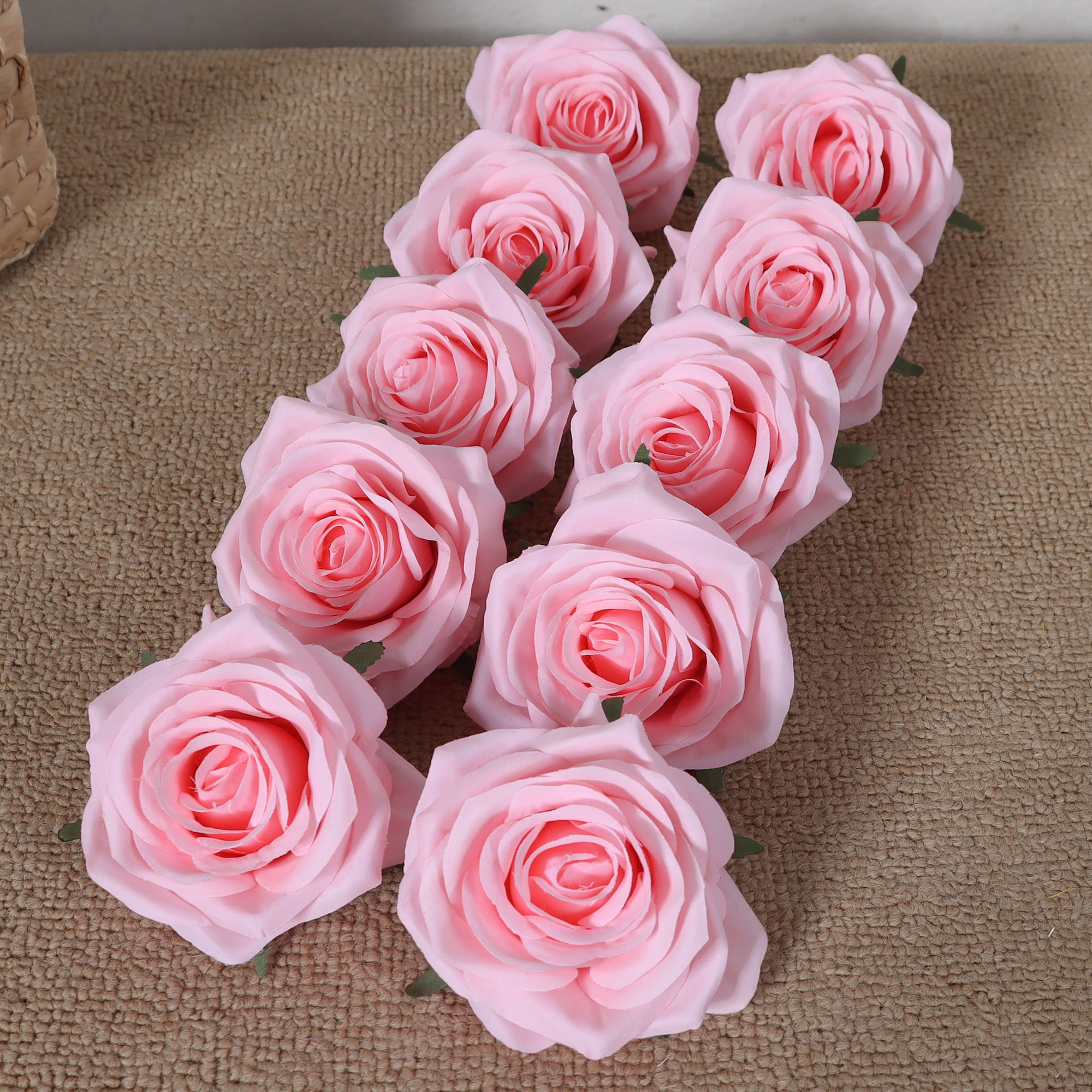 9cm荔枝粉色玫瑰花仿真花朵