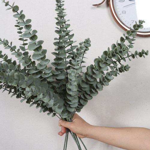 仿真尤加利叶绿色叶子植物假花