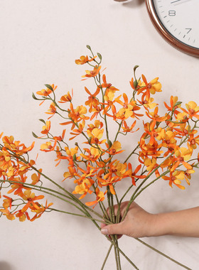 活力橙色小朵小碎花凤蝶兰仿真花