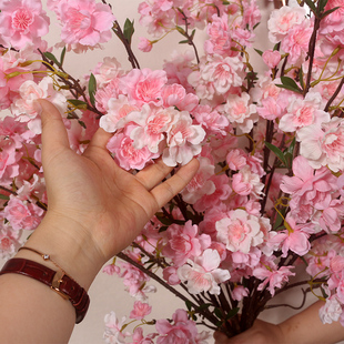 新中式长枝高品质桃花仿真花浪漫仙气加长款落地装饰花艺摆设假花