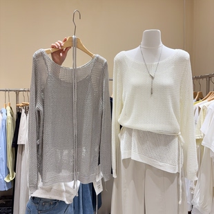 太太太洋气啦 吊带两件套女上衣套装 百搭罩衫 韩系辣妹镂空针织衫