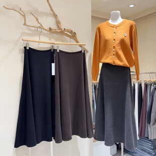 A字超显瘦半身长裙 松紧腰设计大摆裙垂坠厚实羊绒裙子纯色裙