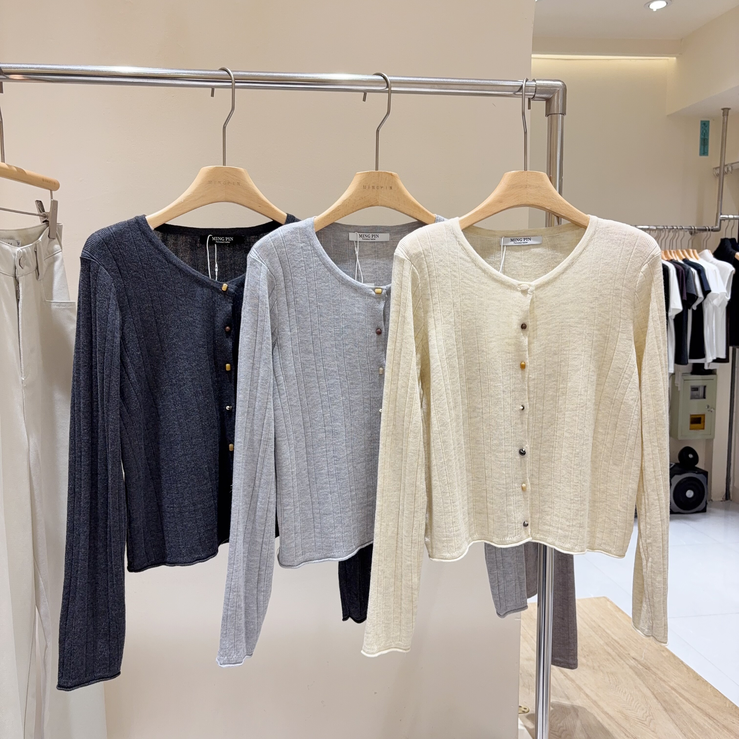 韩系甜美温柔针织开衫外套上衣亲肤透气修身显瘦薄款毛衣显瘦百搭