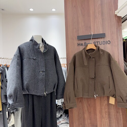 ins潮款立领短款毛呢外套女上衣小个子宽松显瘦夹克外套加棉加厚