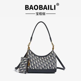 超火轻奢小众腋下包包女2025新款 高级感刺绣单肩斜挎包百搭流浪包