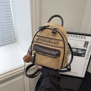 复古学院风迷你双肩包女原创潮牌绣线时髦小背包精致可爱小型书包