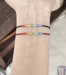 超好运彩虹手绳编织成品ins多巴胺小众高级简约手饰极细简约手绳