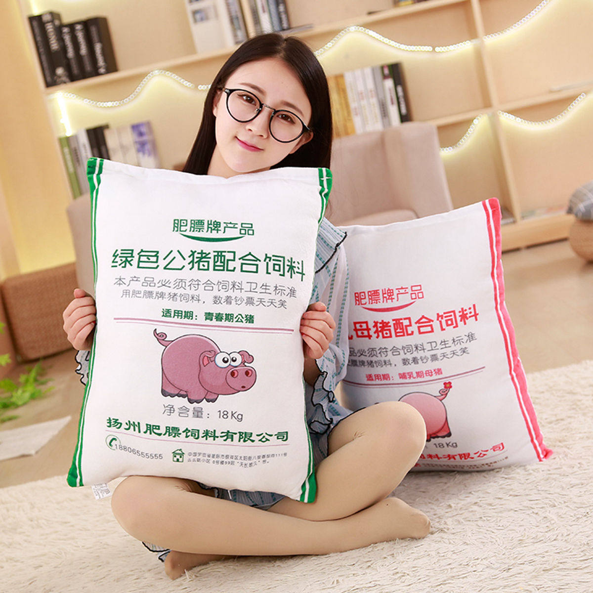 卡通搞怪猪饲料抱枕毛绒玩具公仔抱枕靠垫枕头玩偶布娃娃生日礼物