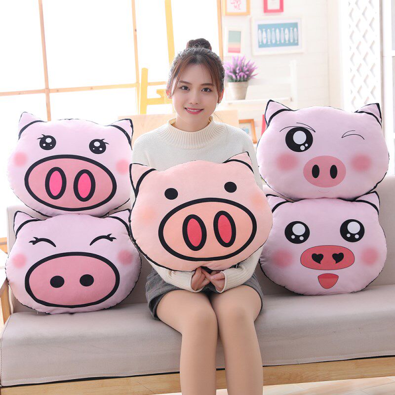 卡通猪头表情抱枕猪猪公仔毛绒玩具懒人睡觉靠垫玩偶沙发枕头靠背