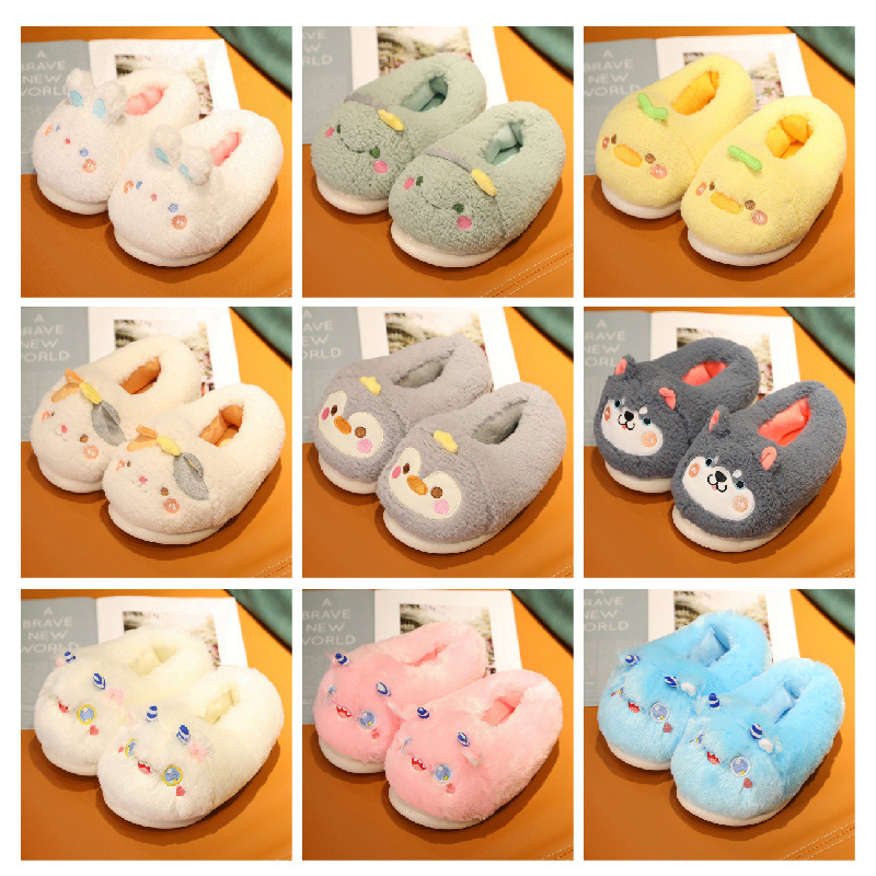 恐龙企鹅情侣家居保暖棉鞋居家