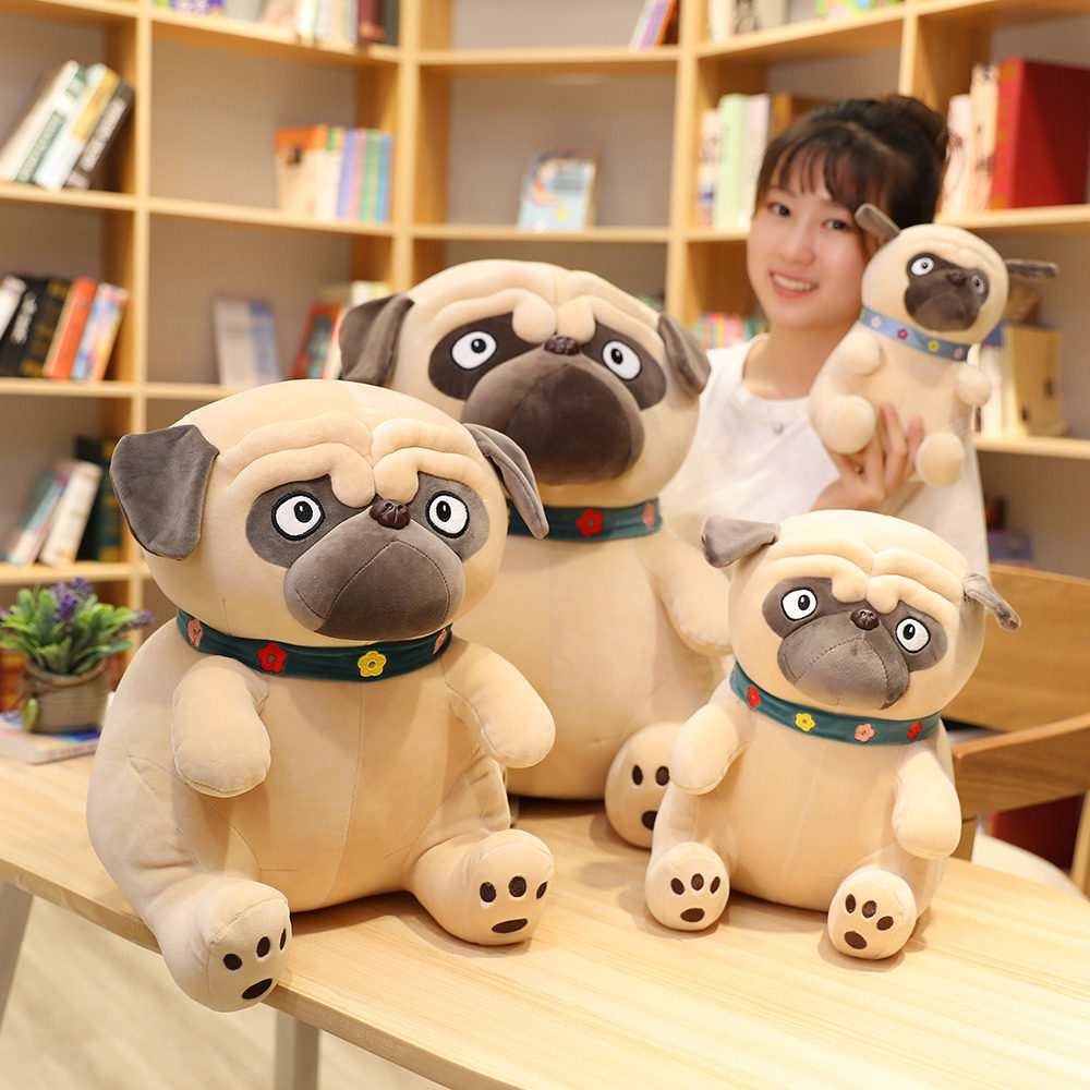 卡通沙皮狗巴哥犬公仔毛绒玩具睡觉抱枕儿童安抚娃娃玩偶生日礼物