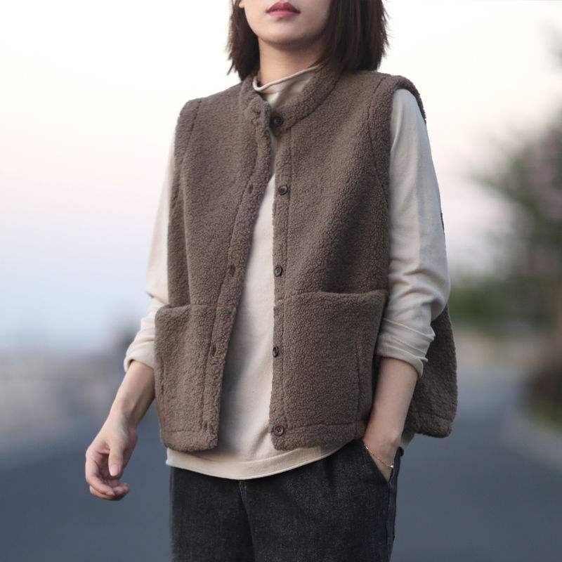 秋冬复古休闲文艺马甲女百搭颗粒绒坎肩短款外套中年妈妈洋气马夹,女装/女士精品,马夹,淘宝优惠券,粉丝福利购,淘宝优惠卷