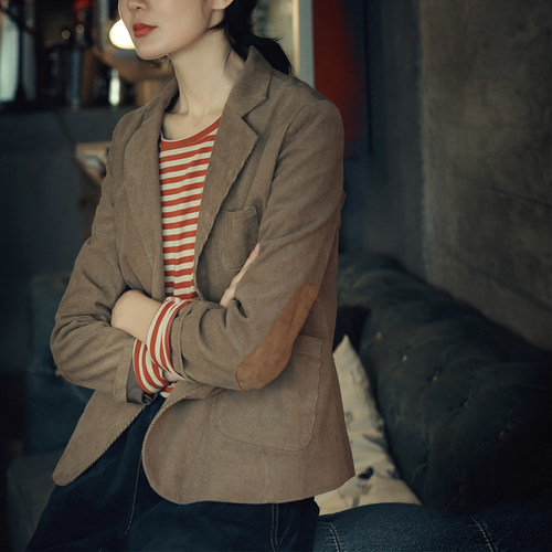 灯芯绒开衫纯棉韩版英伦小西服女