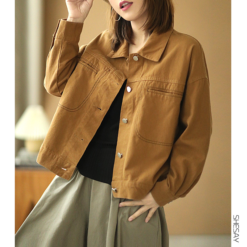 复古文艺显瘦翻领外套长袖通勤