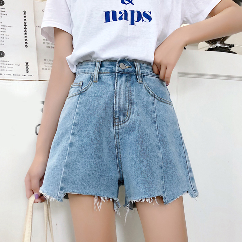 ÏÄ×°Å®×°chic²»¹æÔòë±ß¿íËɰٴîÀ¶É«¸ßÑüÏÔÊÝÀ«ÍÈÅ£×ж̿ãÈÈ¿ã×Ó