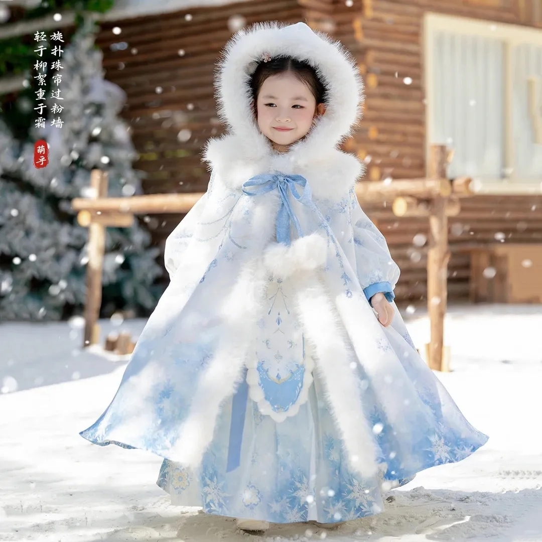 汉服女童秋冬2025新款儿童中国风超仙古风加绒连衣裙女孩公主襦裙