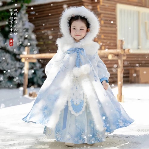 汉服女童秋冬2025新款儿童中国风超仙古风加绒连衣裙女孩公主襦裙