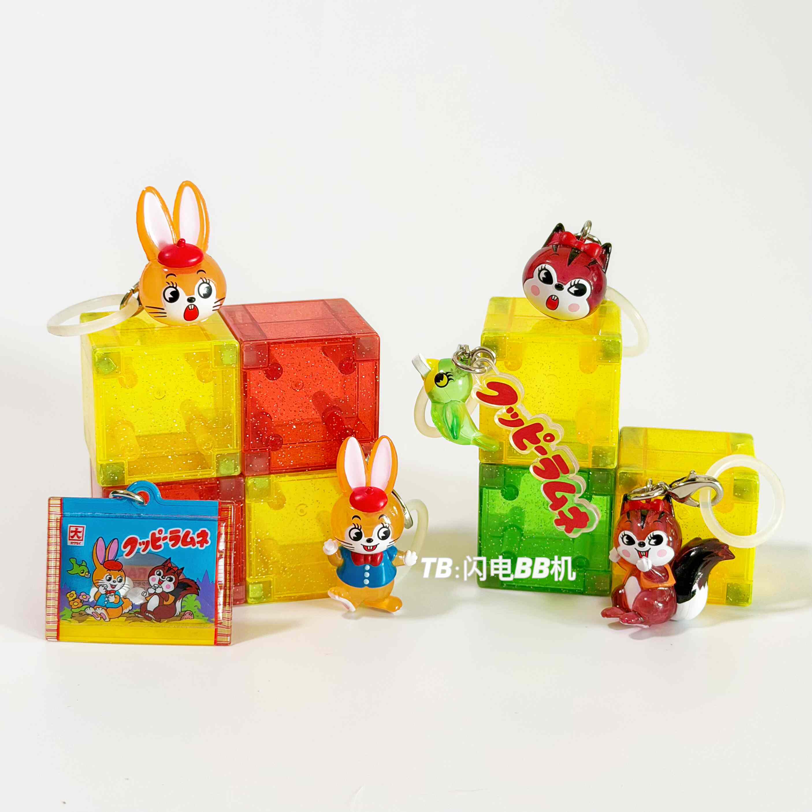 现货 BANDAI万代扭蛋 日本昭和风食玩挂件可爱小兔子松鼠伞挂吊饰