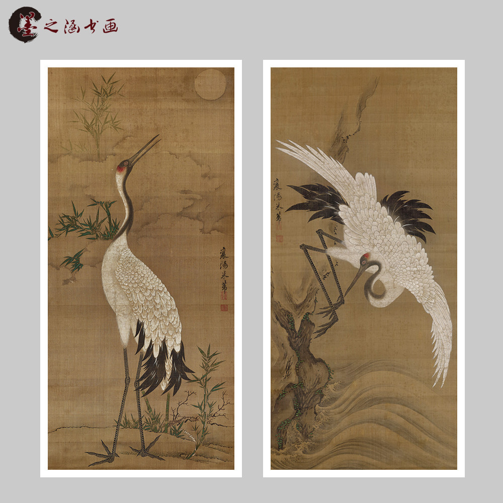 北宋 米芾(传) 白鹤图 工笔动物仙鹤图国画微喷复制 书房玄关挂画