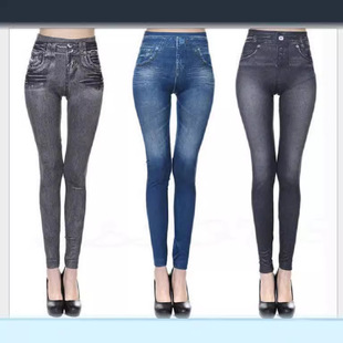 3色8码 跨境女裤 tv仿牛仔打底裤 春秋高腰外穿一体裤 女 义乌工厂