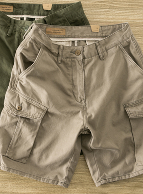 夏季新款工装短裤五分裤男余文乐潮牌复古宽松直筒多袋休闲中裤男