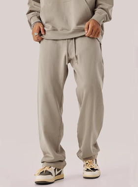 kanye侃爷欧美高街垂坠感直筒宽松百搭运动卫裤潮休闲长裤子男女