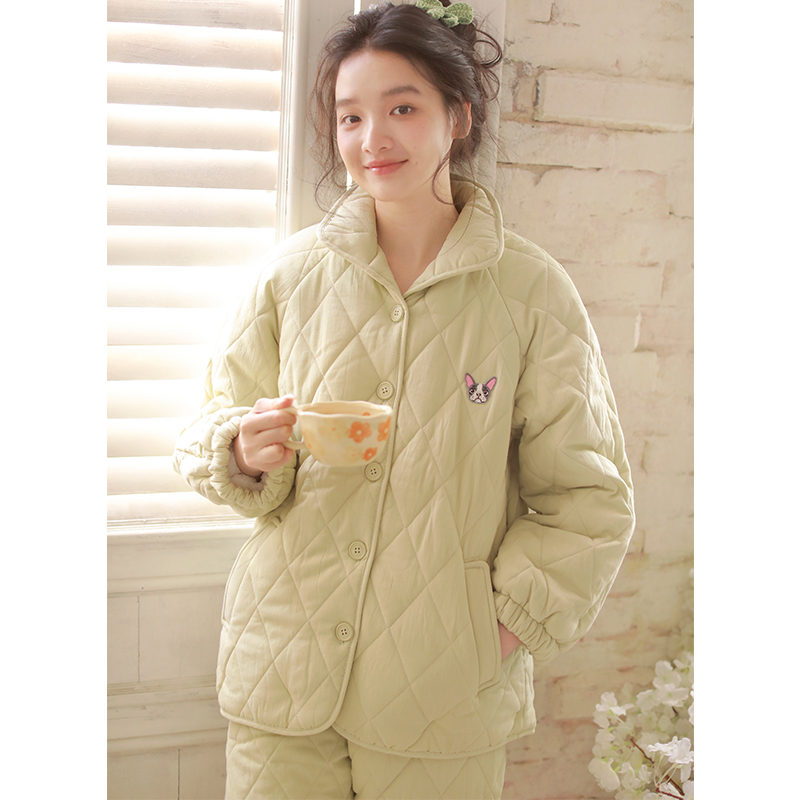 冬季卡通纯棉三层夹棉袄女