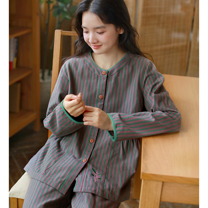 休闲可外穿秋冬纯棉睡衣女2025年新款可外穿磨毛绒布长袖家居服套