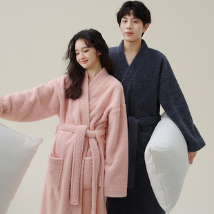 加长款 新款 浴袍情侣睡衣套装 珊瑚绒男士 浴衣加厚冬天 睡袍女秋冬季