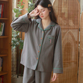 纯棉睡衣女款 2025新款 100全棉高级磨毛长袖 秋季 家居服套装 可外穿