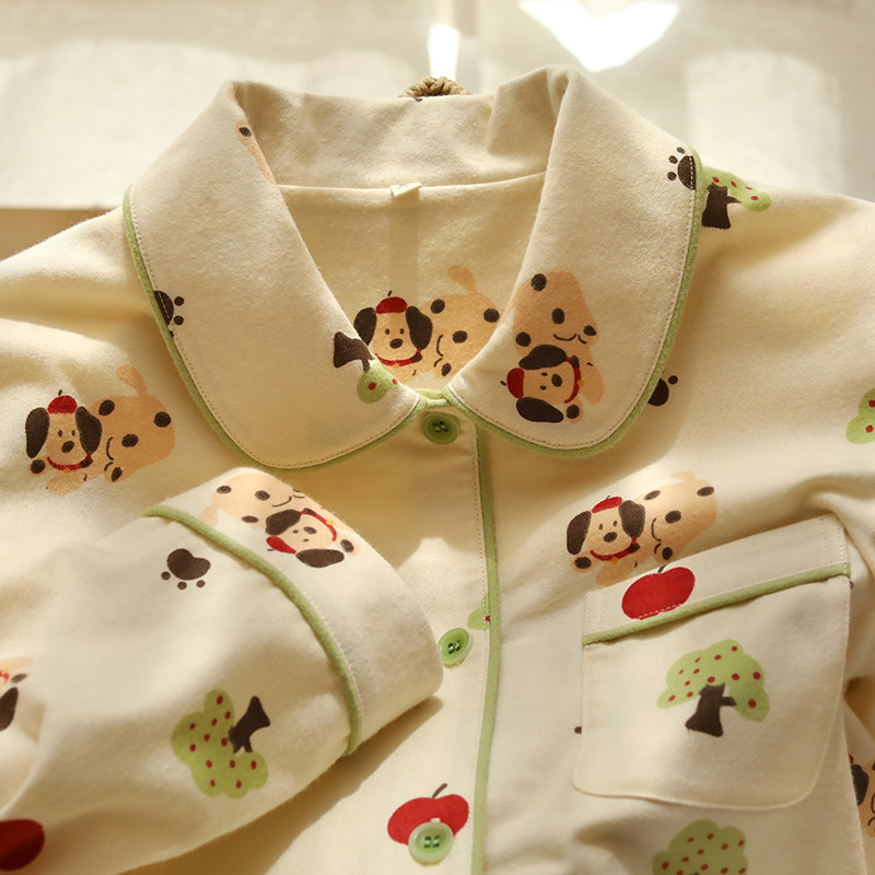 可爱卡通全棉睡衣女秋季2025新款布料100全棉磨毛冬季家居服少女