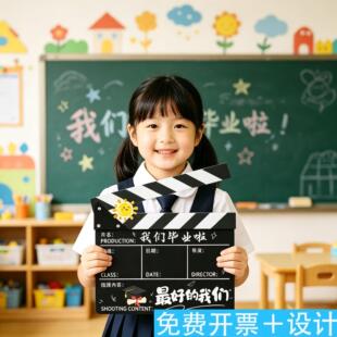 毕业拍照道具幼儿园小学儿童手持我们毕业啦kt板电影场记打卡板