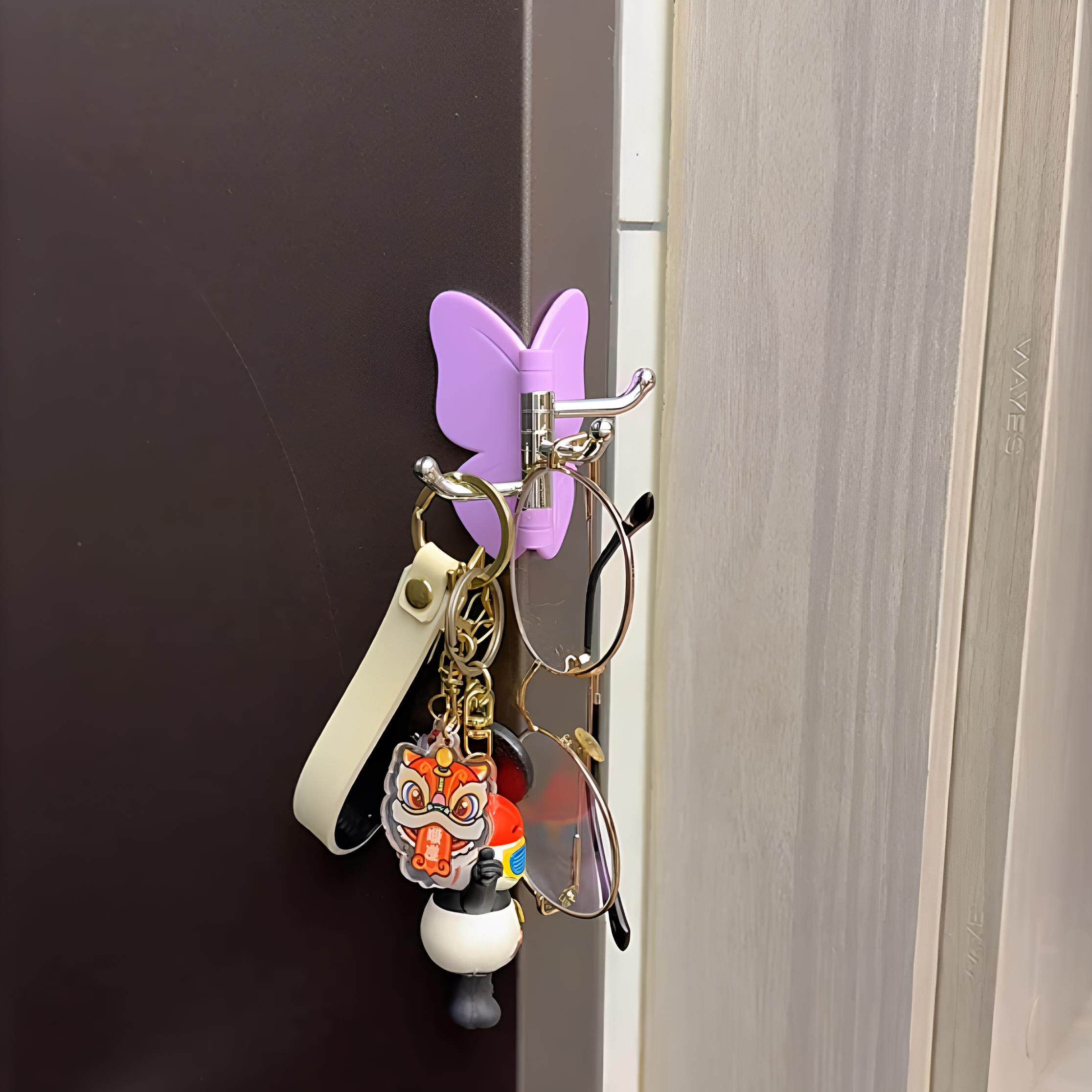 折叠蝴蝶三连旋转挂钩凹凸转角墙面粘钩厨房浴室卫生间便携收纳钩