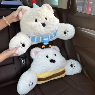 汽车腰靠护腰垫车内座椅腰拖车载可爱蜂蜜狗车用靠背靠枕久坐护腰