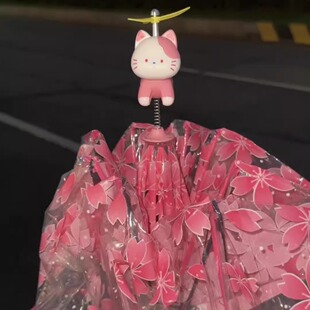 小猫樱花雨伞ins小众儿童学生上学专用自动伞透明小巧便携折叠伞