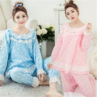 Bà bầu đồ ngủ mùa xuân và mùa thu quần áo cotton cho bà bầu sau sinh cho con bú quần áo ra ngoài mùa thu và mùa đông phù hợp với dịch vụ nhà - Giải trí mặc / Mum mặc quần áo bầu đẹp