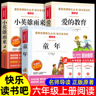 6小学生六年级必读 课外阅读书籍老师推荐 教育小英雄雨来童年全套3册高尔基正版 上册快乐读书吧人民文学教育出版 社 原著完整版 爱