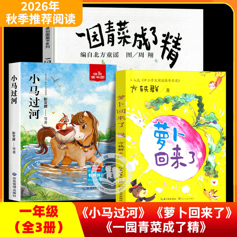 全套3册一年级阅读课外书必读一园青菜成了精绘本周翔 萝卜回来了注音版方轶群长江文艺出版社 小马过河彭文席拼音故事书1秋季书目