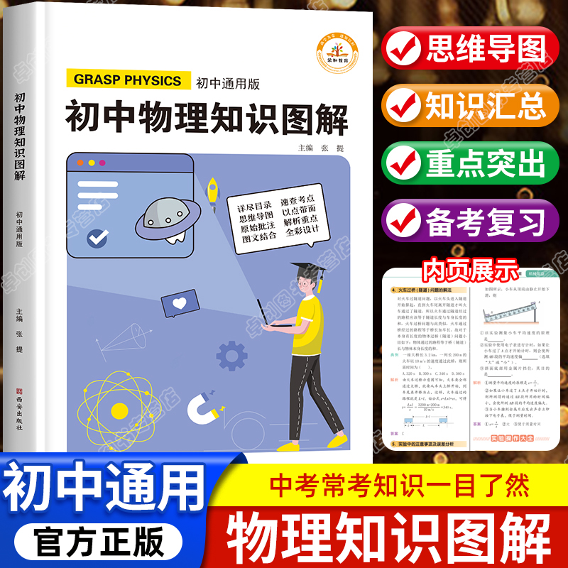 初中物理知识点汇总图解知识大全公式手册基础清单初一初二初三教辅辅导书思维导图必刷题中考人教版总复习资料七八九年级学霸笔记怎么看?