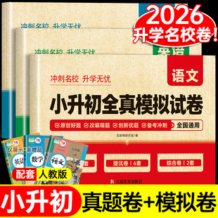 2026小升初真题卷必刷题语文数学英语配套人教版小学六年级下册试卷测试卷毕业升学系统总复习资料专项训练招生分班考模拟押题卷