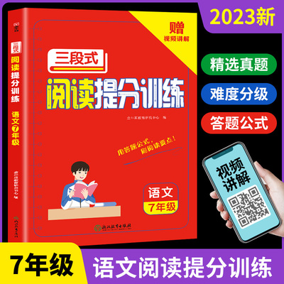 三段式阅读提分训练七年级语文阅读理解专项训练人教版 初中生初一上册下册阅读理解专项训练书每日一练公式法答题公式课内外强化