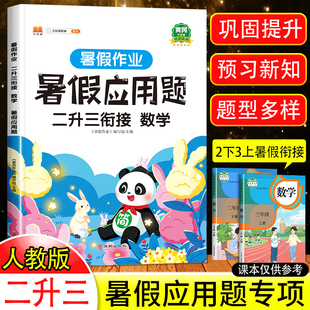 2025新版 二年级升三年级上册数学应用题强化训练二年级下册表内除法加减同步练习册 暑假应用题二升三暑假衔接 数学暑假作业人教版