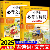 小学生必背古诗词75首十80首人教版 注音文言文古诗文大全一本通小古文100篇课小学一二三年级四五到六年级同步语文129首169首必备