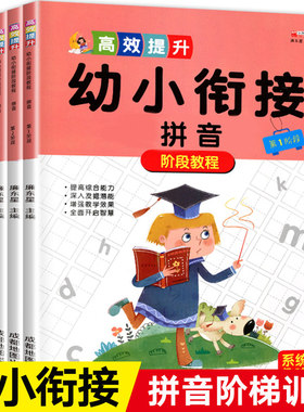 全套3册 幼小衔接拼音阶梯教程练习册教材读本一日一练学前班幼升小拼音基础训练儿童描红本幼儿园早教书籍大班一年级整体认读音节
